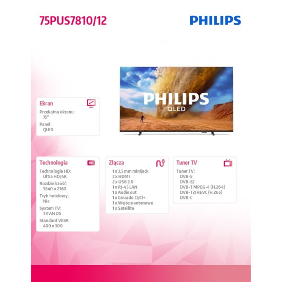 Telewizor 75 cali LED 75PUS7810/12 