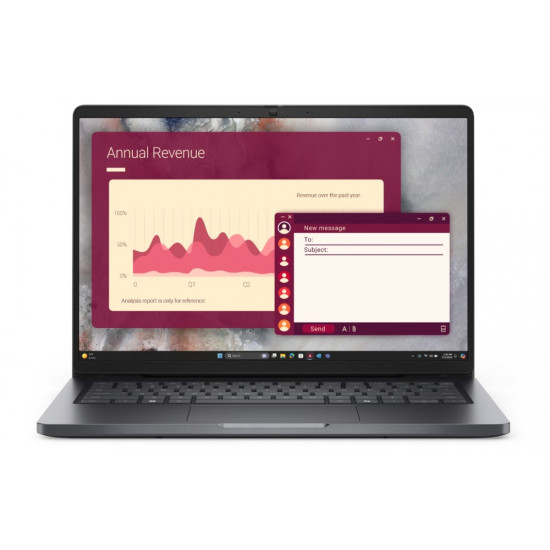 Laptop Dell Pro 14 PC14250 W11P C5 120U/16GB/512GB CL25/14.0 FHD+/INT/FgrPr/FHD/IRCam/Mic/WLAN+BT/BcklKb/3C/3YPS Magnetite color, textured finish