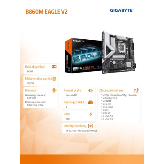 Płyta główna B860M EAGLE v2 s1851 2DDR5 HDMI/DP mATX 