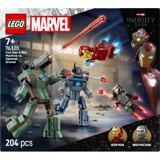 Klocki Super Heroes 76320 Iron Man i War Machine kontra drony Hammera 