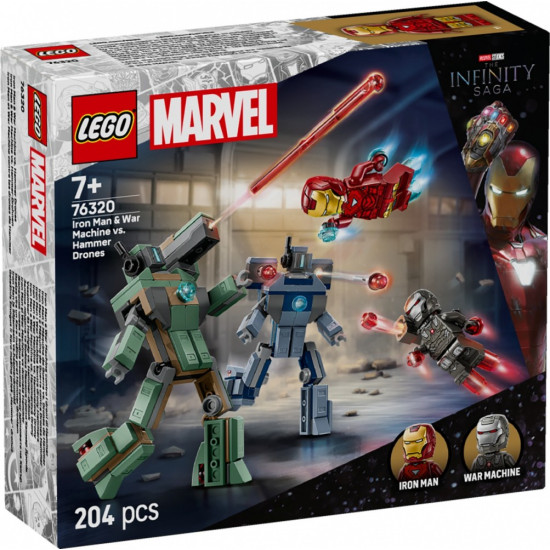 Klocki Super Heroes 76320 Iron Man i War Machine kontra drony Hammera 