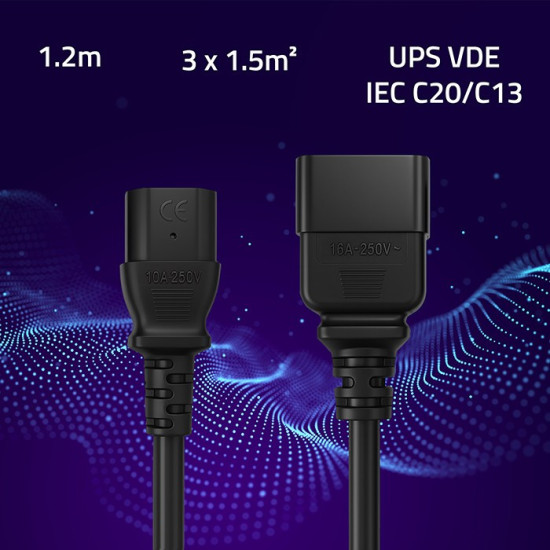 Kabel zasilający do UPS | C20/C13 | 1.2m
