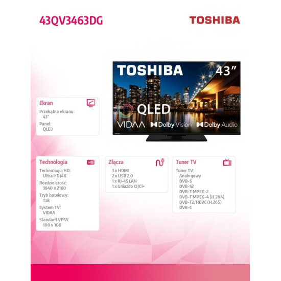 Telewizor QLED 43 cale 43QV3463DG 