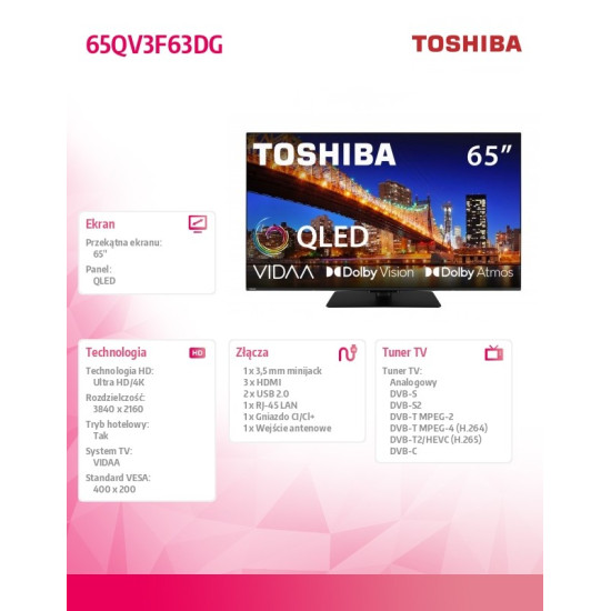 Telewizor QLED 65 cali 65QV3F63DG 