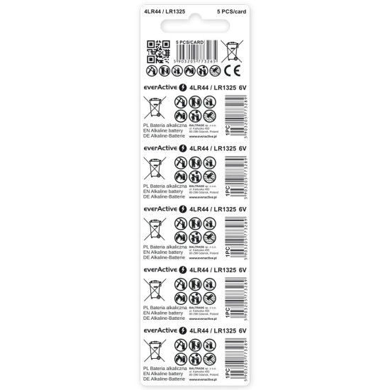 Bateria alkaliczna LR44/LR1325/544A blister 5 szt. 