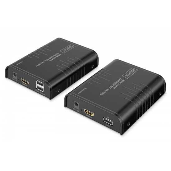 Przedłużacz (extender) po skrętce kat.6 HDMI 4K/60Hz z KVM USB 2.0 przez IP 1G lub do 120m/200m, max. 253 odbiorniki, ekran dotykowy - zestaw