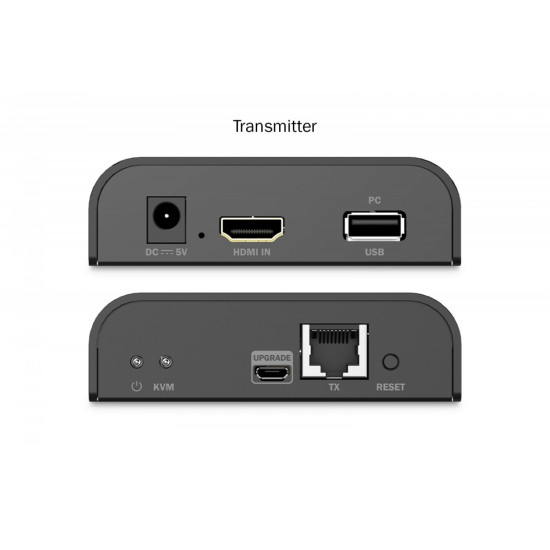 Przedłużacz (extender) po skrętce kat.6 HDMI 4K/60Hz z KVM USB 2.0 przez IP 1G lub do 120m/200m, max. 253 odbiorniki, ekran dotykowy - zestaw
