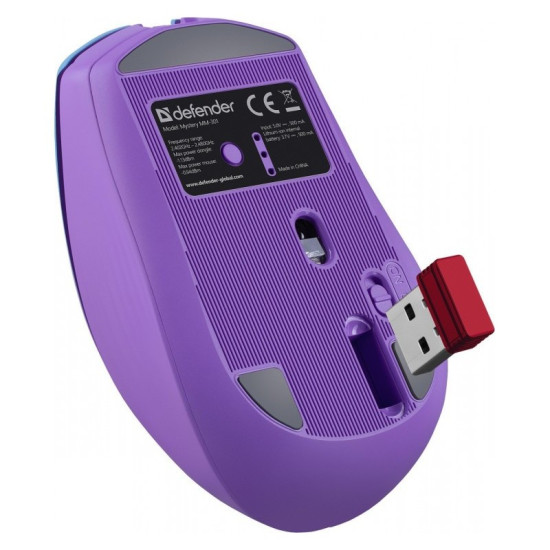 Mysz bezprzewodowa MYSTERY MM-301 RF+BT 1600DPI 6P fioletowa