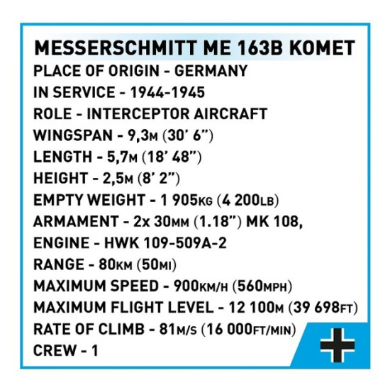 Klocki Messerschmitt Me 163B Komet 543 elementów