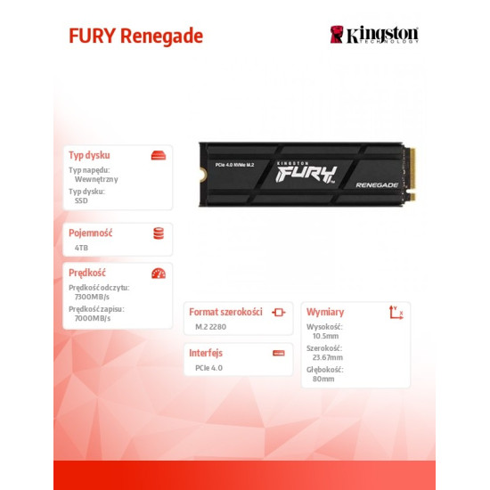 Dysk SSD FURY Renegade 4TB PCI-e 4.0 NVMe 7300/7000 