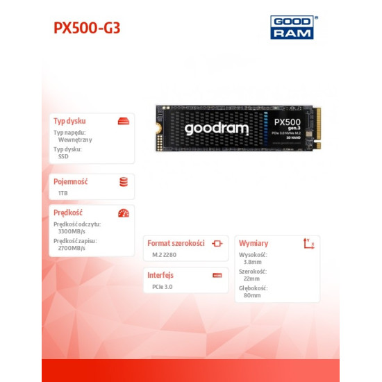 *PX500-G3 1TB M.2 PCIe 3x4 NVMe 2280 3300/2700 