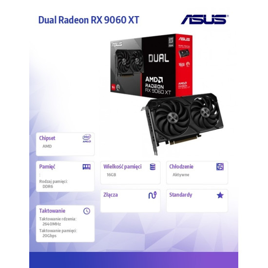 Karta graficzna Dual Radeon RX 9060 XT 16GB GDDR6  DUAL-RX9060XT-16G