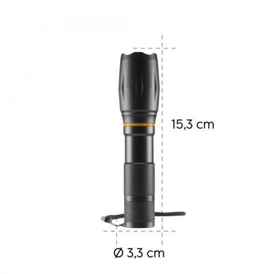 Latarka led 2w1 200lm 100m 3 tryby zoom 