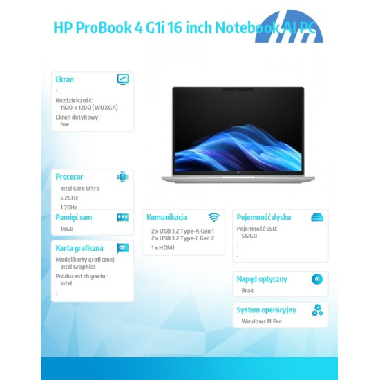 Notebook ProBook 4 G1i U7-255U 512GB/16GB/W11P/16.0   C51MNET