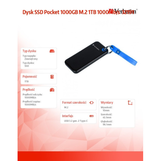 Dysk SSD Pocket 1000GB M.2 1TB 1000Mb/s  32191 