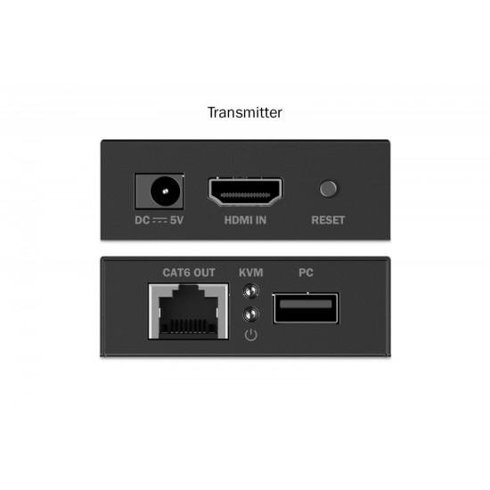 Przedłużacz (extender) po skrętce kat.6 HDMI 4K/30Hz z KVM USB 1.1 do 40m/70m, max. 253 odbiorniki, sterowanie IR - zestaw (odbiornik/nadajnik)