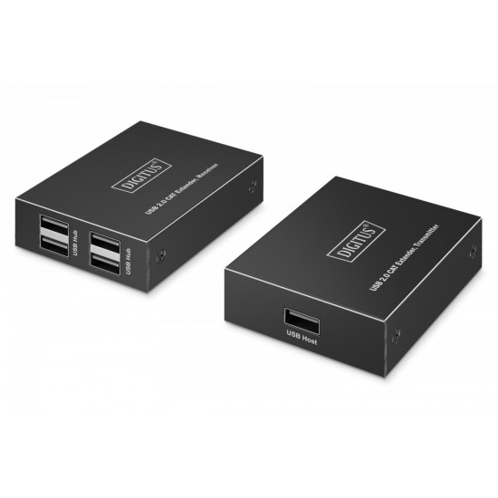Przedłużacz (extender) po skrętce kat.6 USB 2.0 do 150m, 4x USB-A do 480 Mbps, 1x RJ45 (Gigabit Ethernet) - zestaw (odbiornik/nadajnik)