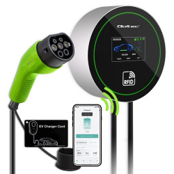 Stacja ładowania EV 2w1 Typ2 | 22kW | Wi-Fi | LCD | 3fazy |      Wallbox | Smart life app | RFID | 5m 