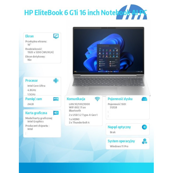 Notebook Elitebook 6 G1i U5-225U 512GB/24GB/W11P/16.0   C51GPET