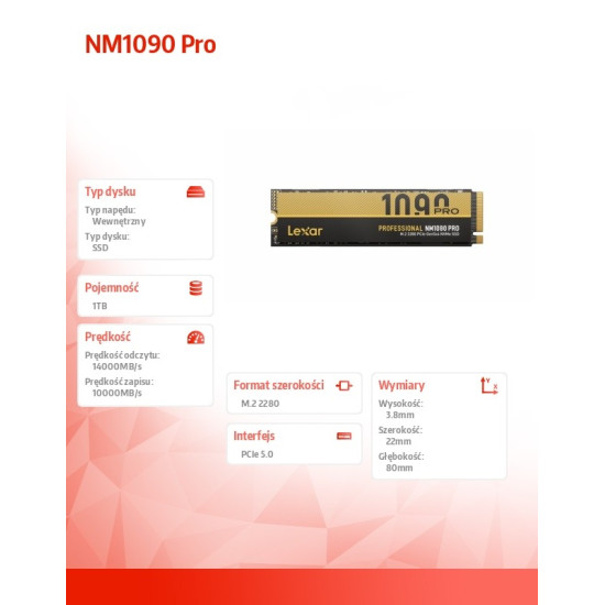 Dysk SSD NM1090 Pro 1TB Gen5 14000/10000 Radiator
