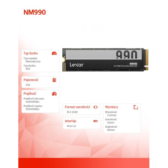 Dysk SSD NM990 2TB Gen5 14000/10000