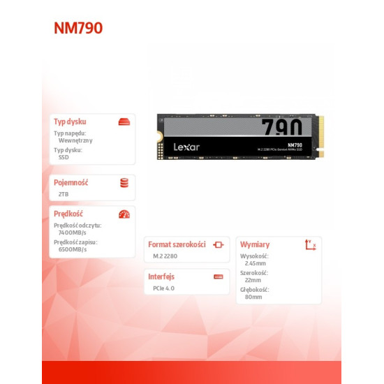 Dysk SSD NM790 2TB 2280 PCIeGen4x4 7200/6500MB/s 
