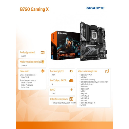 Płyta główna B760 GAMING X GEN5 s170 0 4DDR5 DP/HDMI ATX 