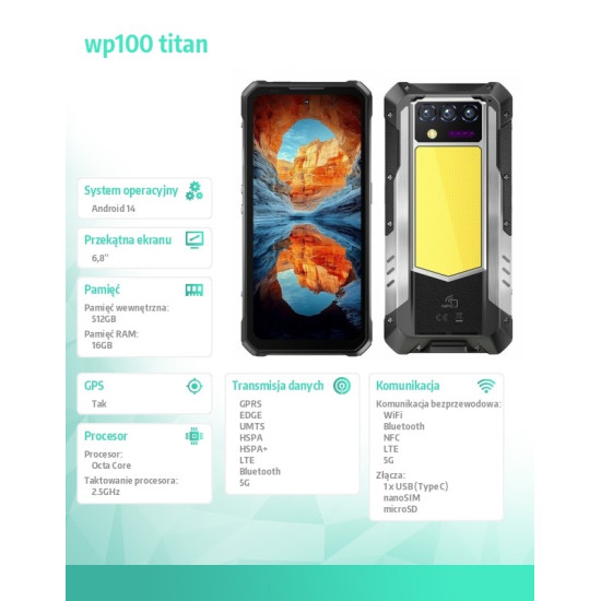 Smartfon WP100 Titan 5G 16/512GB IP69K czarny