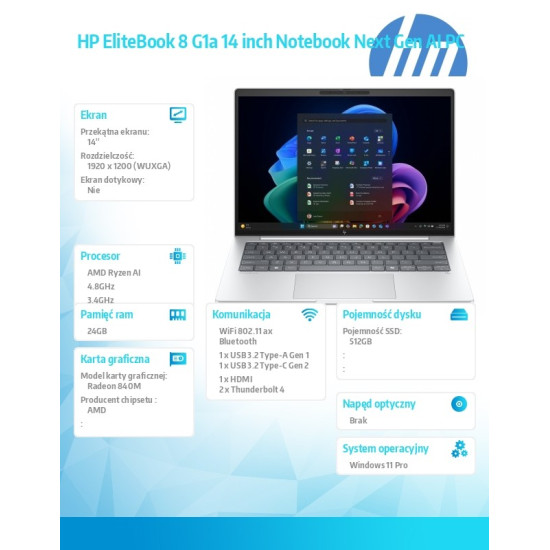 Notebook EliteBook 8 G1a Ryzen AI 5 PRO 340  512GB/24GB/W11P/14.0  C51H2ET