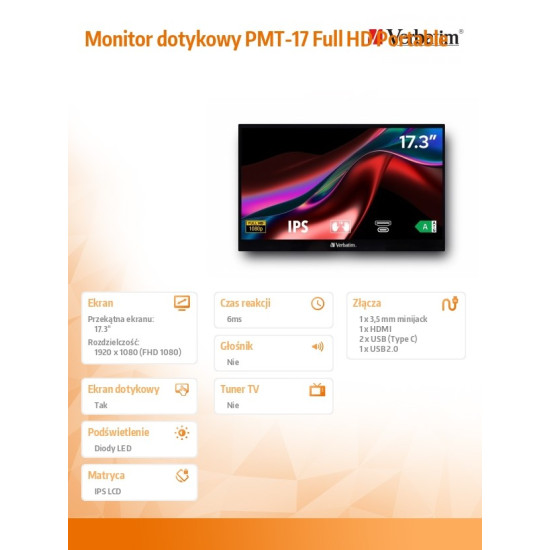 Monitor dotykowy PMT-17 Full HD Portable 