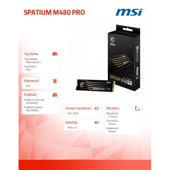 Dysk SSD 1TB M.2 PCIe4 7400/6000MB/s 
