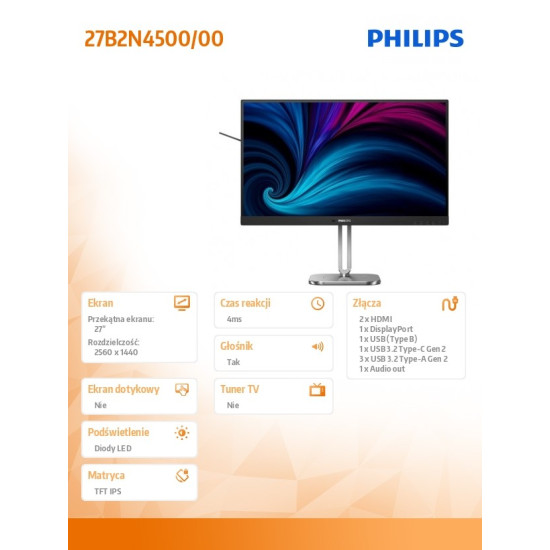 Monitor 27B2N4500 27 cali IPS 120Hz HDMIx2 DP Pivot Głośniki