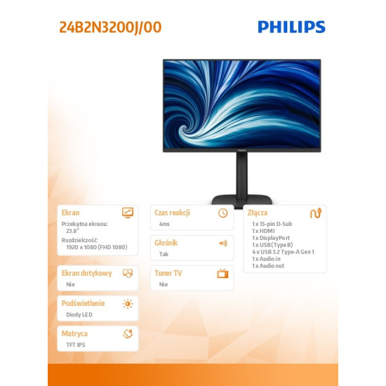 Monitor 24B2N3200J 23.8 cala IPS 120Hz HDMI DP VGA Pivot Glośniki 