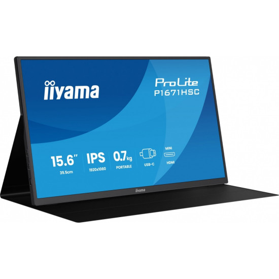 Monitor 15.6 cala P1671HSC-B1 IPS,FHD,miniHDMI,2xUSBC,250cd,8ms,2x1W,  0,7kg