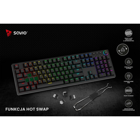 Klawiatura mechaniczna STYX Outemu Brown, Hot Swap, RGB