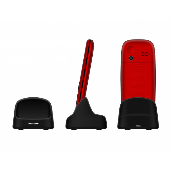 Telefon komórkowy dla seniorów Mescomp MT-166  Edgar Elegant SOS  4G Czerwony 