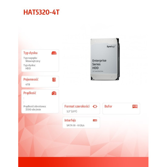 Dysk HDD 4TB SATA 7,2k 3.5 cala HAT5320-4T 5Y