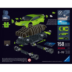 Puzzle 3D 158 elementów Samochód Lamborghini Huracan EVO Verde