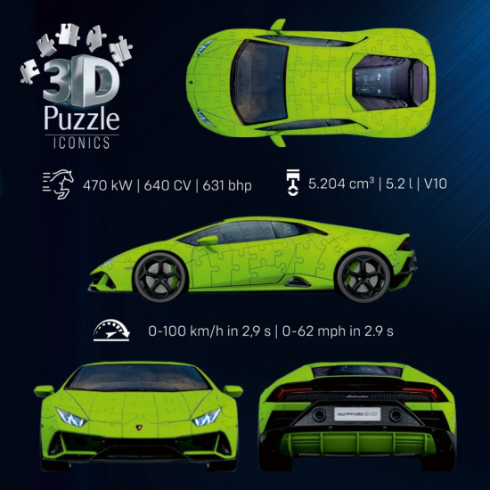 Puzzle 3D 158 elementów Samochód Lamborghini Huracan EVO Verde