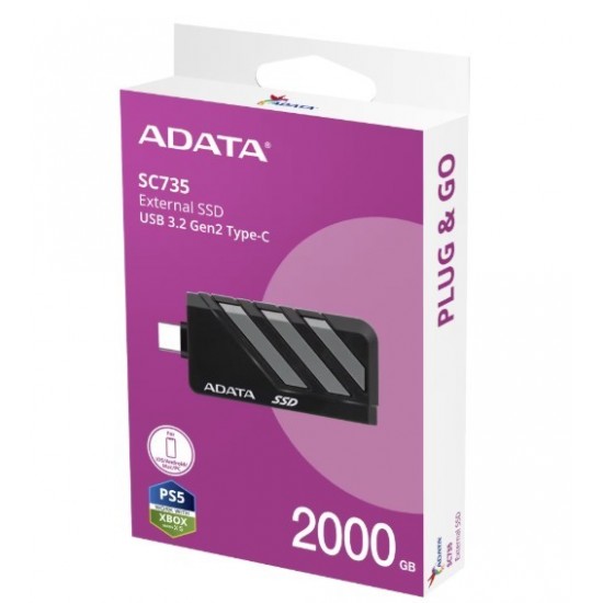 Dysk SSD External SC735 2TB U3.2C 1000/1000MB/s Grey 