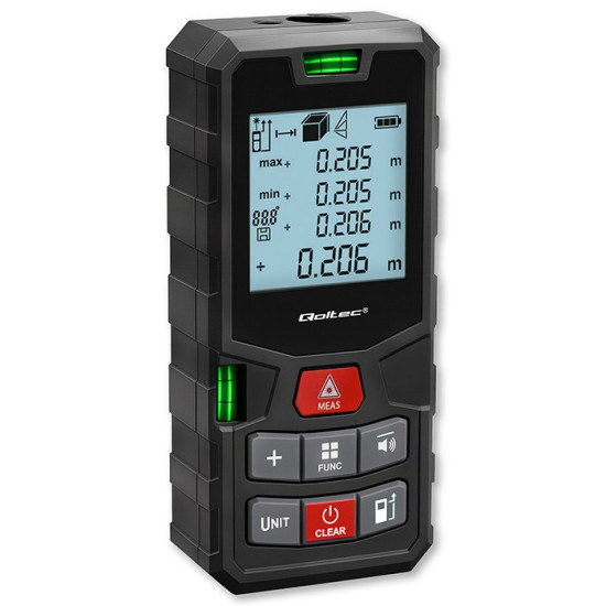 Cyfrowy dalmierz laserowy z poziomicą | podświetlany LCD | 120m 