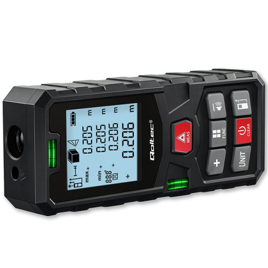 Cyfrowy dalmierz laserowy z poziomicą | podświetlany LCD | 120m 