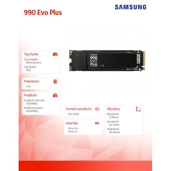 Dysk SSD 990Evo Plus NVMe MZ-V9S1T0BW 