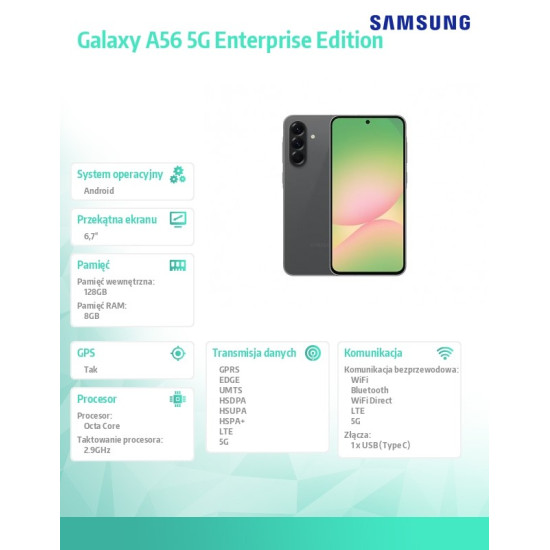 Smartfon GALAXY A56 5G 8/128GB grafit Enterprise Edition