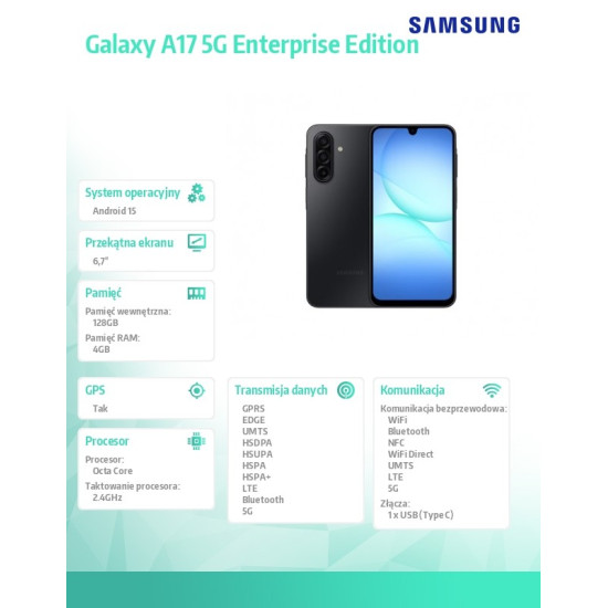 Smartfon GALAXY A17 5G 4/128GB Enterprise Czarny