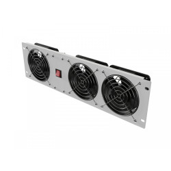 Panel wentylacyjny pionowy 19 cali 3U do szaf rack, trzy wentylatory, 230V, szary