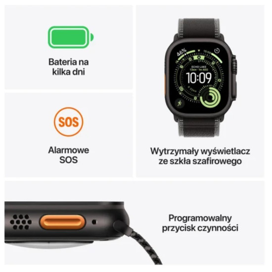 Watch Ultra 3 GPS + Cellular koperta 49 mm z tytanu w kolorze naturalnym, opaska Alpine w kolorze jasnoniebieskim - rozmiar L