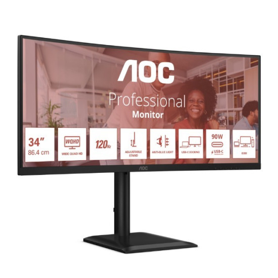 Monitor CU34E4CV 34 cale 120Hz Curved VA HDMIx2 DP RJ45 HAS Głośniki 