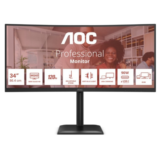 Monitor CU34E4CV 34 cale 120Hz Curved VA HDMIx2 DP RJ45 HAS Głośniki 
