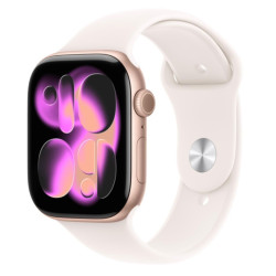 Watch Series 11 GPS, koperta 46 mm z aluminium w kolorze różowego złota, pasek sportowy w kolorze łagodnego różu - rozmiar S/M